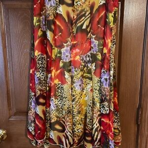Vibrant Floral and Animal Print Skirt